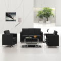 Luxury Modern Furniture Executive Reception Waiting Room Office Black Leather Sofas